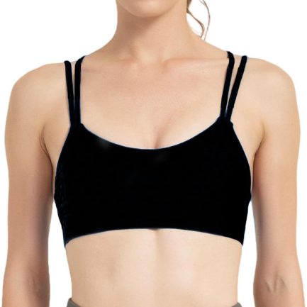 Women's Criss Cross Back Sports Bra V Neck Light Support Seamless Built-in Cups Yoga Workout Bra