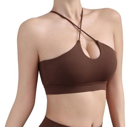 Crisscross Strappy Cut-Out Padded&Cross-Back Sports Bras for Women-Medium Support&Breathable for Yoga Gym Workout