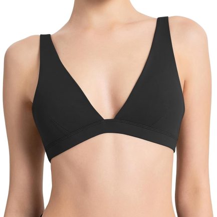 Sports Bra for Women V-Neck Triangle Bralettes with Open Back Push Up Workout Top Padded Light Support