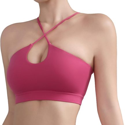 Crisscross Strappy Cut-Out Padded&Cross-Back Sports Bras for Women-Medium Support&Breathable for Yoga Gym Workout