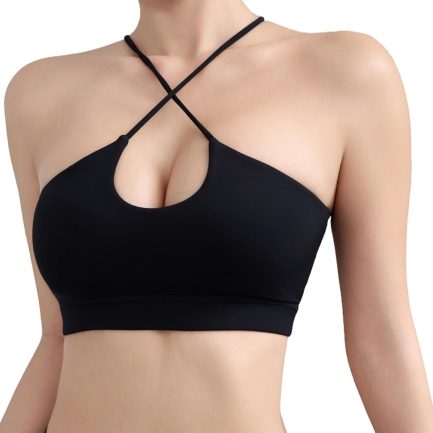 Crisscross Strappy Cut-Out Padded&Cross-Back Sports Bras for Women-Medium Support&Breathable for Yoga Gym Workout