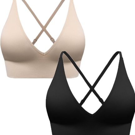 Women’s Deep V Neck Bras for Women Push up Bralettes Seamless Sexy Sports Bra Wireless Spaghetti Strap Padded Bra