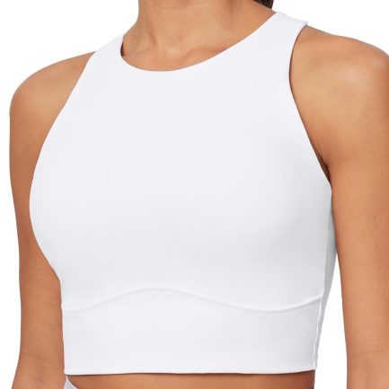 Longline Sports Bras for Women High Neck Tank Tops with Built in Bras Workout Tops for Women Racerback Yoga Bra