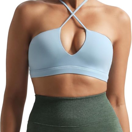 Women's Workout Sports Bras  Deep V Fitness Training Gym Bra Yoga Crop Tank