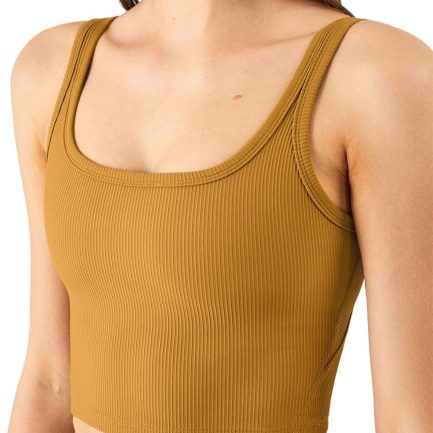 Women's Seamless Sports Bra Workout Crop Top Ribbed Padded Longline Wirefree Medium Support Tank Tops Fitness
