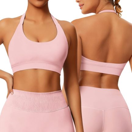 Sports Halter Bra Workout Yoga Bralette - Backless Bras for Women Padded Gym Open Back Bra Removable Pads