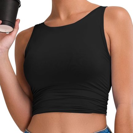 Women's Sports Bras High Neck Longline Removable Padded Yoga Workout Crop Tank Top with Built in Pads 2025
