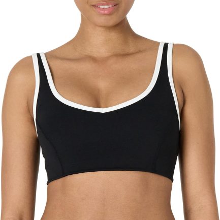 Women's Active  Buttery Soft Light Support V-Neck Sports Bra with Contrast Trim